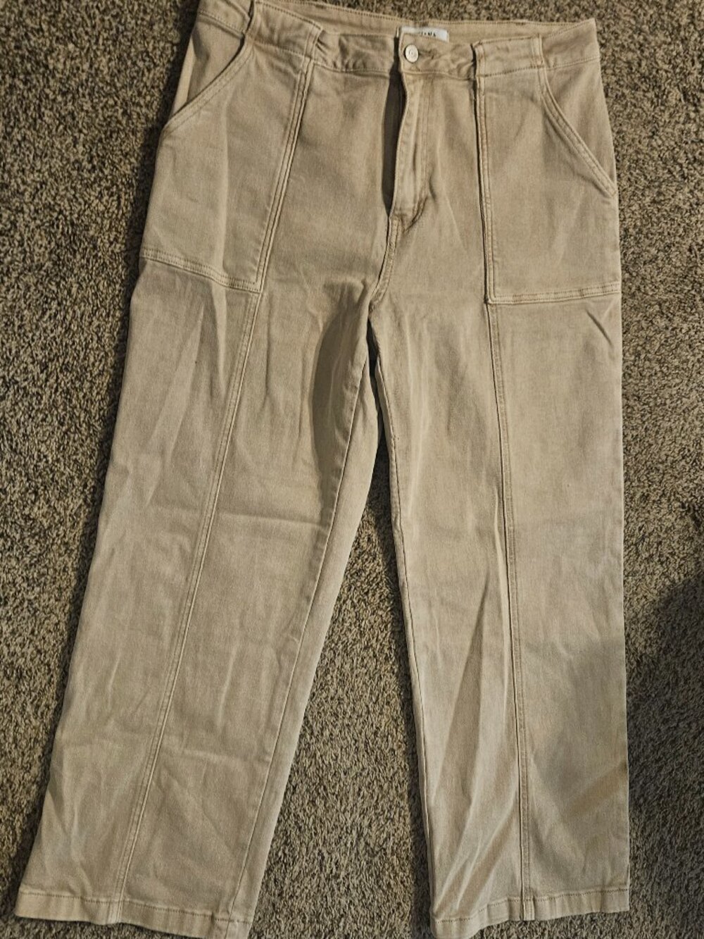 Zenana khaki jeans size L NWT